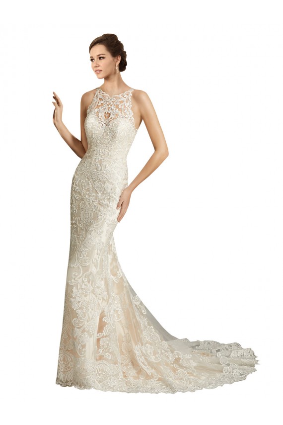 Meilleures Ivoire & Champagne Sirène Illusion Tulle Dentelle Classique Robes de mariée