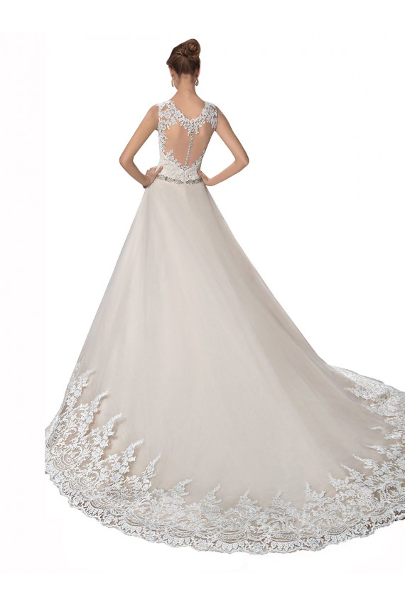 Meilleures Ivoire & Champagne Trapèze Tulle Dentelle Robes de mariée