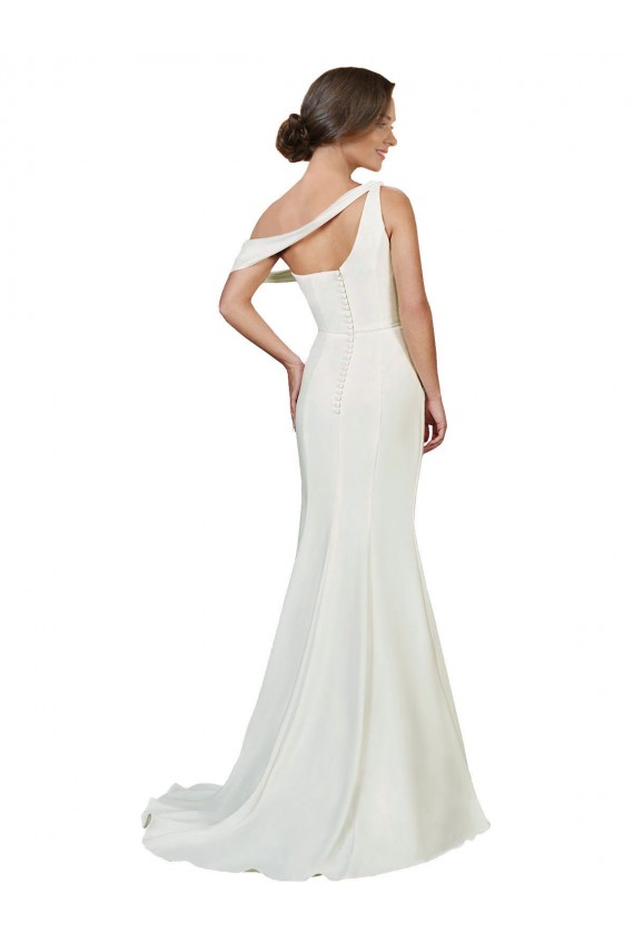 Meilleures Ivoire Fourreau Balayage train Crêpe Stretch Longue Formelles Robes demoiselle d'honneur / Robes de soirée / Robes de bal