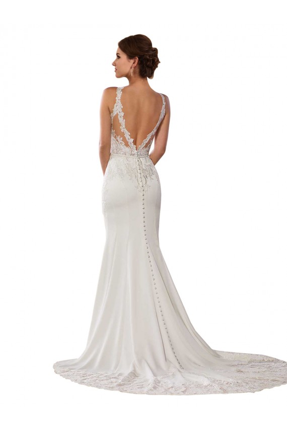 Meilleures Ivoire Fourreau Col Haut Dentelle Robes de mariée