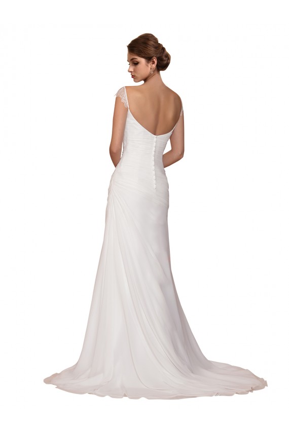 Meilleures Ivoire Fourreau Col V Mousseline Robes de mariée