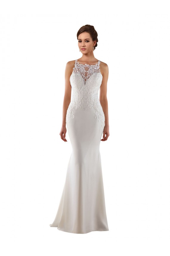Meilleures Ivoire Sirène Balayage train Dentelle Crêpe Stretch Robes de mariée