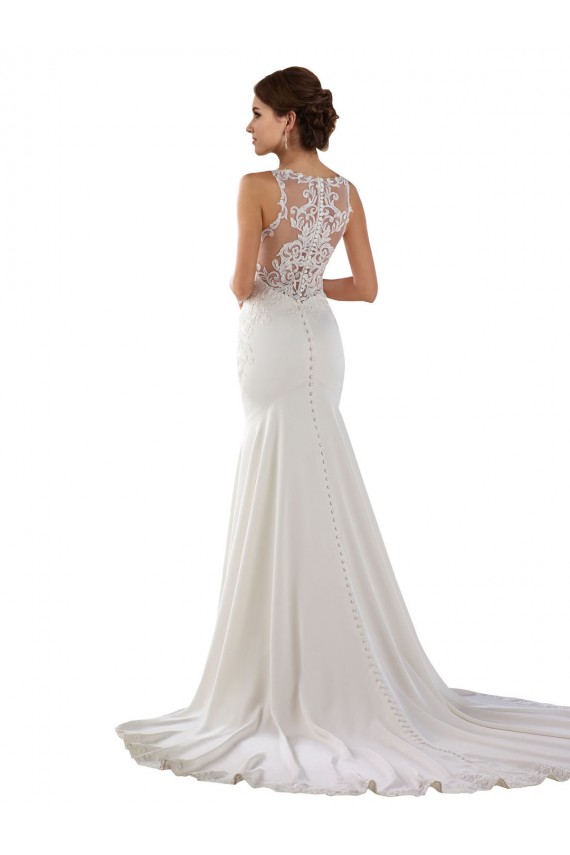 Meilleures Ivoire Sirène Balayage train Dentelle Crêpe Stretch Robes de mariée