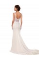 Meilleures Ivoire Sirène Col V Dentelle Crêpe Stretch Robes de mariée