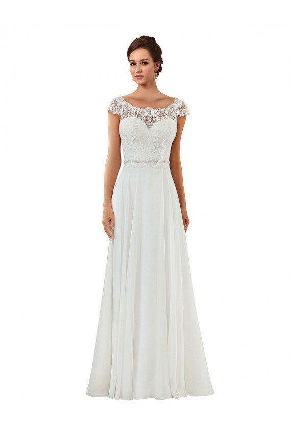 Meilleures Ivoire Trapèze Bateau Mousseline Classique Robes de mariée
