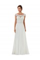 Meilleures Ivoire Trapèze Bateau Mousseline Classique Robes de mariée