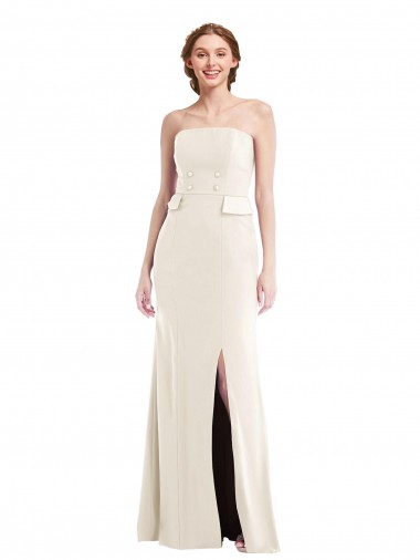 Meilleures Ivoire Trompette Sans bretelle Crêpe Stretch Longue Robes demoiselle d'honneur / Robes de bal