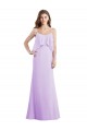 Meilleures Lilas Trapèze Bretelles spaghetti Scoop Mousseline Longue Robes demoiselle d'honneur