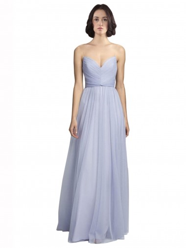 Meilleures Lilas Trapèze Bretelles spaghetti Tulle Longue Robes demoiselle d'honneur