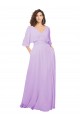 Meilleures Lilas Trapèze Col V Mousseline Longue Robes demoiselle d'honneur