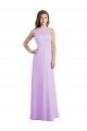 Meilleures Lilas Trapèze Licou Mousseline Longue Robes demoiselle d'honneur
