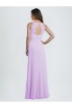 Meilleures Lilas Trapèze Licou Mousseline Longue Robes demoiselle d'honneur