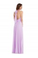 Meilleures Lilas Trapèze Licou Mousseline Longue Robes demoiselle d'honneur