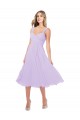 Meilleures Lilas Trapèze midi Mousseline Courte Asymétrique Robes demoiselle d'honneur / Robes de cocktail