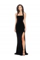 Meilleures Noir Fourreau Licou Col Haut Velours Stretch Longue Robes demoiselle d'honneur / Robes de bal
