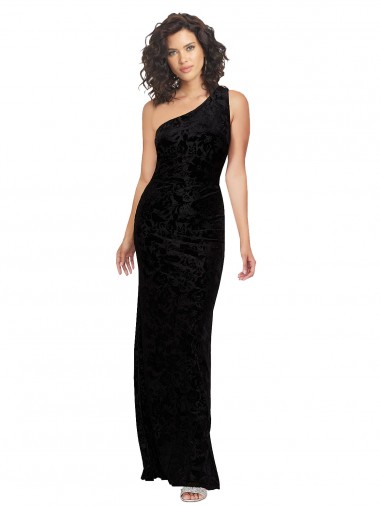 Meilleures Noir Fourreau Velours Floral Velours Stretch Longue Robes demoiselle d'honneur