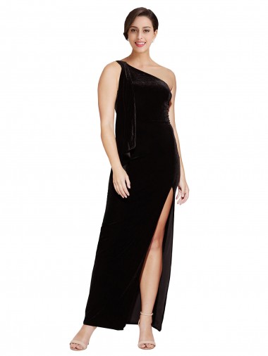Meilleures Noir Fourreau Velours Stretch Longue Formelles Robes demoiselle d'honneur / Robes de soirée / Robes de bal