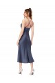 Meilleures Noir Fourreau midi Satiné Soyeux Courte Asymétrique Robes demoiselle d'honneur / Robes de soirée / Robes de cocktail