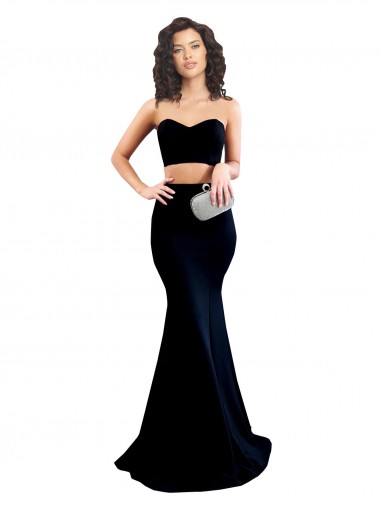 Meilleures Noir Sirène Col Haut Crêpe Stretch Longue Formelles Robes demoiselle d'honneur / Robes de soirée / Robes de bal