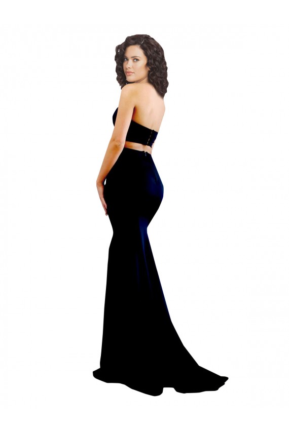 Meilleures Noir Sirène Col Haut Crêpe Stretch Longue Formelles Robes demoiselle d'honneur / Robes de soirée / Robes de bal