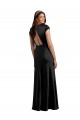Meilleures Noir Trapèze Col V Satiné Stretch Longue Formelles Robes demoiselle d'honneur / Robes de soirée / Robes de bal