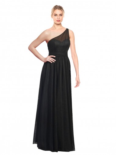 Meilleures Noir Trapèze Tulle Longue Robes demoiselle d'honneur