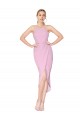 Meilleures Orchid Sirène Licou Col Haut Crêpe Stretch Courte Asymétrique Robes demoiselle d'honneur / Robes de soirée / Robes de cocktail