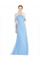 Meilleures Periwinkle Trapèze Licou Mousseline Longue Robes demoiselle d'honneur