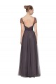 Meilleures Pewter Trapèze Tulle Longue Robes demoiselle d'honneur