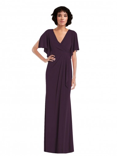 Meilleures Pourpre Fourreau Col V Spandex Longue Formelles Robes demoiselle d'honneur / Robes de soirée / Robes de bal