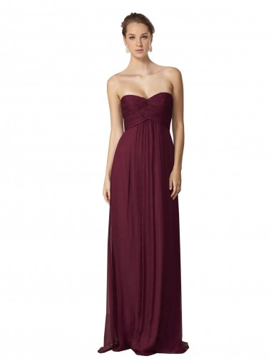 Meilleures Pourpre Trapèze Mousseline Longue Robes demoiselle d'honneur