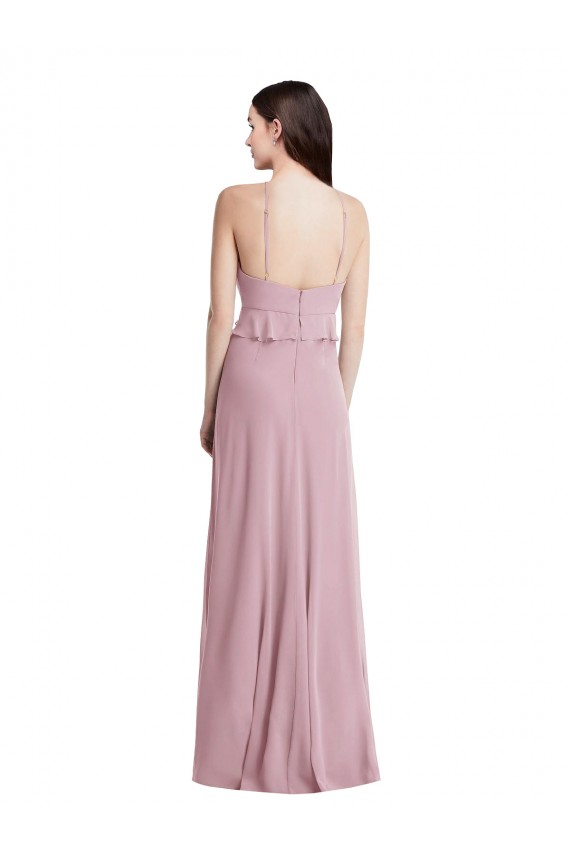 Meilleures Primevère Trapèze Licou Mousseline Longue Robes demoiselle d'honneur