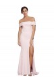 Meilleures Rose Fourreau Col Carré Balayage train Crêpe Stretch Longue Formelles Robes demoiselle d'honneur / Robes de soirée / Robes de bal