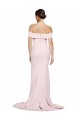 Meilleures Rose Fourreau Col Carré Balayage train Crêpe Stretch Longue Formelles Robes demoiselle d'honneur / Robes de soirée / Robes de bal