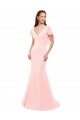 Meilleures Rose Sirène Col V Mousseline Longue Robes demoiselle d'honneur