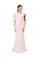 Meilleures Rose Sirène Col bijou Balayage train Crêpe Stretch Longue Robes demoiselle d'honneur / Robes de bal