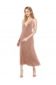 Meilleures Rose Trapèze Col V midi Velours Stretch Courte Robes demoiselle d'honneur / Robes de bal / Robes de cocktail