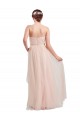 Meilleures Rose Trapèze Tulle Longue Robes demoiselle d'honneur