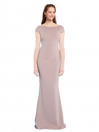Meilleures Rose poussiéreux Sirène Col Bateau Crêpe Stretch Longue Formelles Robes demoiselle d'honneur / Robes de soirée / Robes de bal