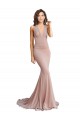 Meilleures Rose poussiéreux Sirène Col V Spandex Longue Formelles Robes demoiselle d'honneur / Robes de soirée / Robes de bal