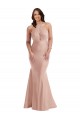 Meilleures Rose poussiéreux Sirène Licou Satiné Soyeux Longue Formelles Robes demoiselle d'honneur / Robes de soirée / Robes de bal
