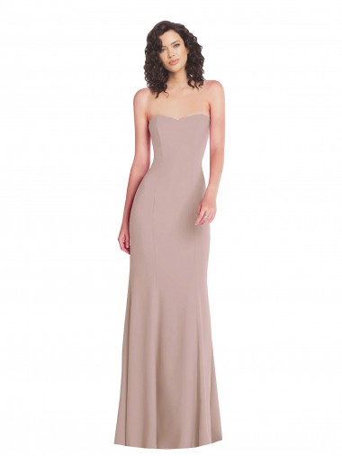 Meilleures Rose poussiéreux Sirène Sans bretelle Crêpe Stretch Longue Formelles Robes demoiselle d'honneur / Robes de soirée / Robes de bal