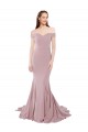 Meilleures Rose poussiéreux Sirène Épaule Dénudée Balayage train Crêpe Stretch Longue Formelles Robes demoiselle d'honneur / Robes de soirée / Robes de bal