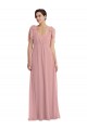 Meilleures Rose poussiéreux Trapèze Licou Mousseline Longue Robes demoiselle d'honneur