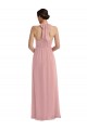 Meilleures Rose poussiéreux Trapèze Licou Mousseline Longue Robes demoiselle d'honneur