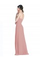 Meilleures Rose poussiéreux Trapèze Mousseline Longue Robes demoiselle d'honneur