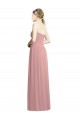 Meilleures Rose poussiéreux Trapèze Sans bretelle Mousseline Longue Formelles Robes demoiselle d'honneur / Robes de soirée