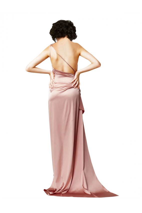 Meilleures Rose poussiéreux Trapèze Satiné Soyeux Longue Formelles Robes demoiselle d'honneur / Robes de soirée / Robes de bal