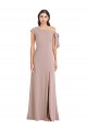 Meilleures Rose poussiéreux Trapèze Épaule Dénudée Crêpe Stretch Longue Formelles Robes demoiselle d'honneur / Robes de soirée / Robes de bal