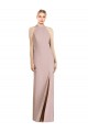 Meilleures Rose poussiéreux Trompette Licou Crêpe Stretch Longue Robes demoiselle d'honneur